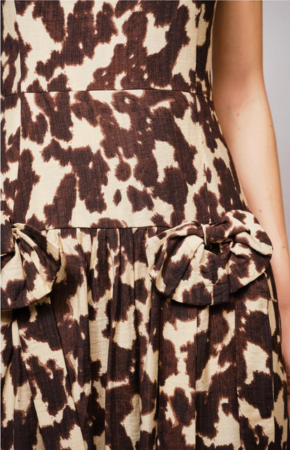 Cow Print Waist Bow Dress