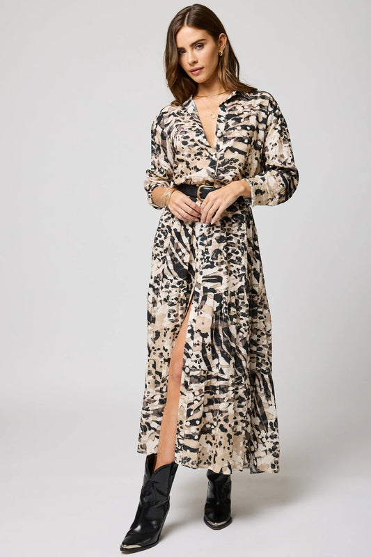 The Tiered Shirt Maxi Dress Safari