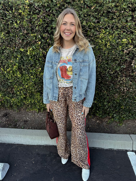 Cheetah Pant with Red Stripe