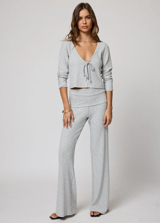 The Hygge Rib Fold Over Pants Heather
