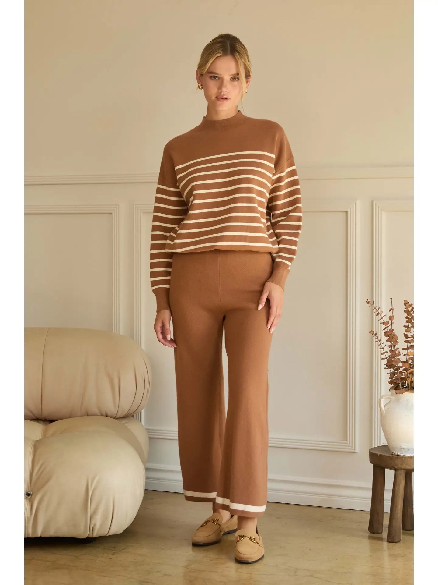 Striped Knit Pullover Sweater