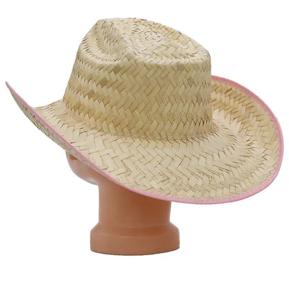 Kids Cowboy Hat, natural pink trim