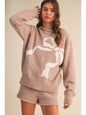 Ribbon Knit Lounge Set - Taupe/Ivory