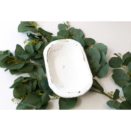 Small Dough Bowl Display, White