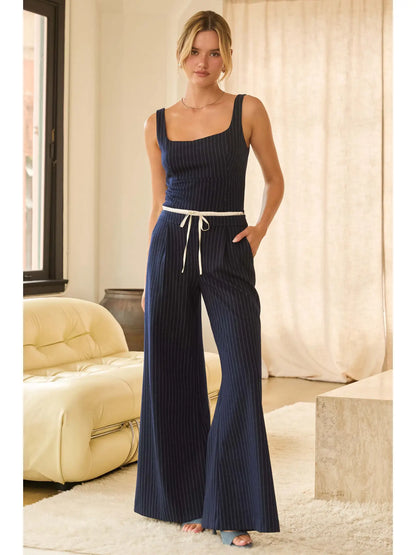 Pinstripe Wide Leg Trousers