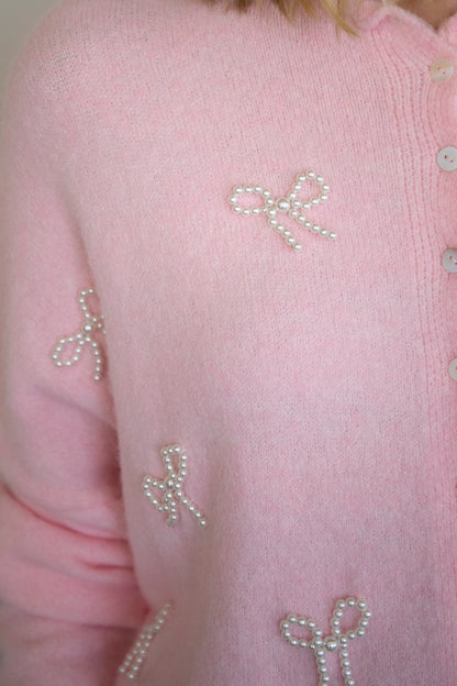 Piper Cardigan - Pink Pearl Ribbons