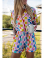 Multicolored Checkered PJ Shorts Set