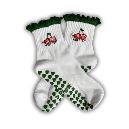 Green Ruffle Cherry In My Pilates Era, Pilates Socks