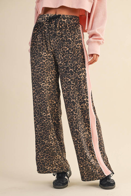 Leopard Velour Track Pants