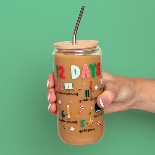 12 Days of Teaching Christmas Glass Can