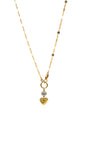 Crystal Heart Drop Neclace Gold