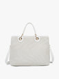 Nancy Woven Striped Tote, White