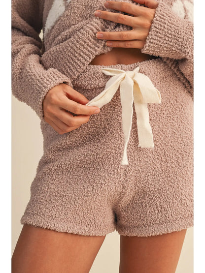Ribbon Knit Lounge Set - Taupe/Ivory