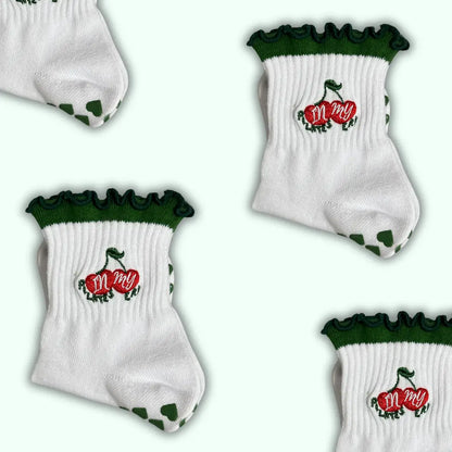 Green Ruffle Cherry In My Pilates Era, Pilates Socks