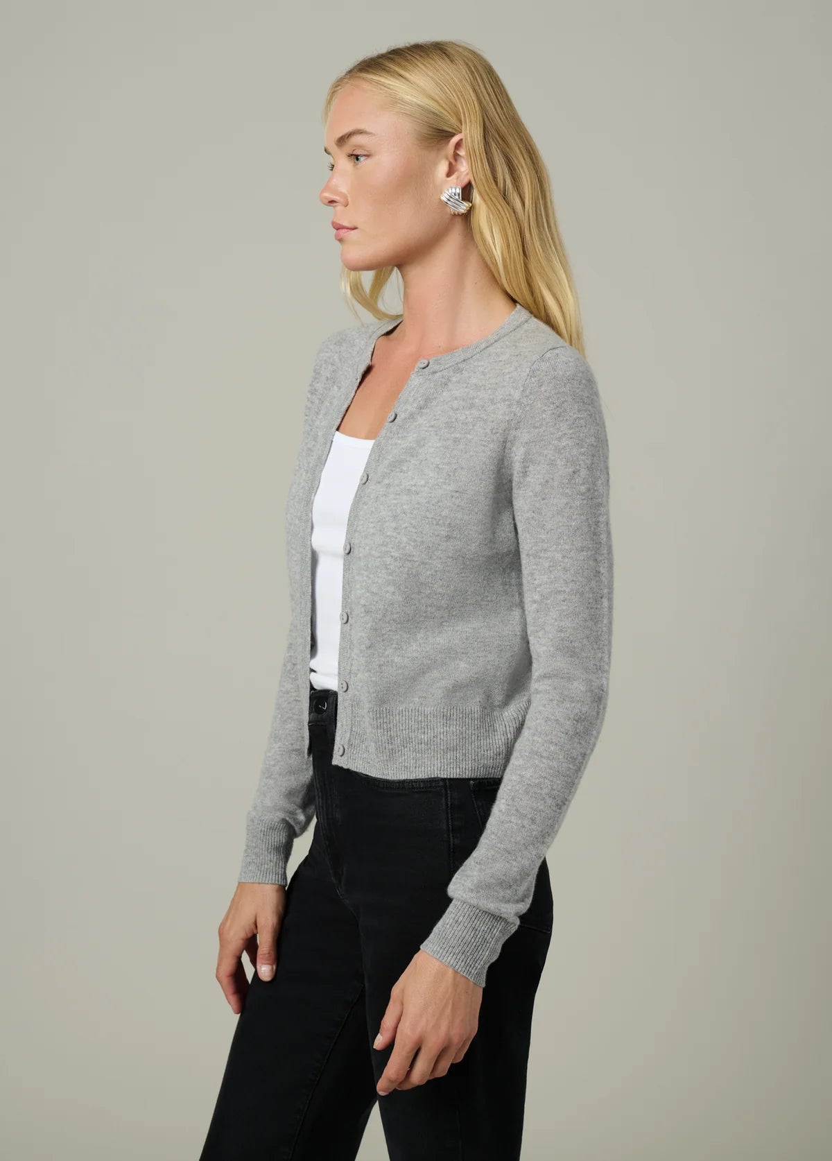 The Dani Cashmere Cardigan, Heather Grey