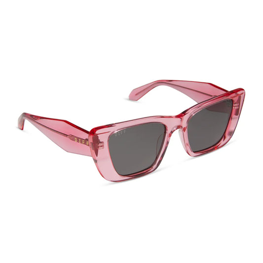 Aura Sunglasses- Candy Pink Crystal & Grey, Polarized
