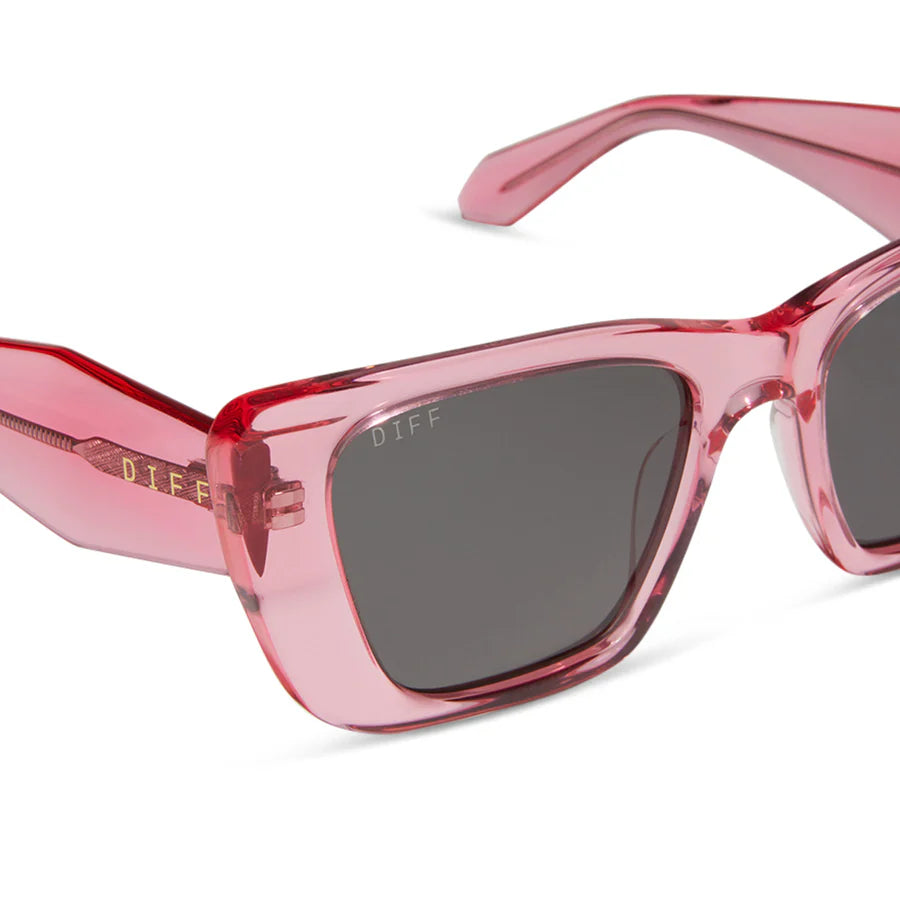 Aura Sunglasses- Candy Pink Crystal & Grey, Polarized