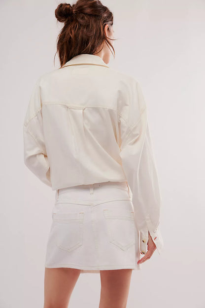 Wynne Denim Skirt, white