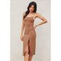 Minimalist Ribbed Midi Slit Dress