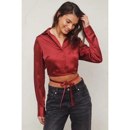 Tie Waist Cropped Shirt