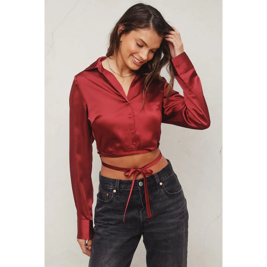 Tie Waist Cropped Shirt