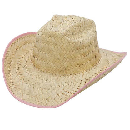 Kids Cowboy Hat, natural pink trim