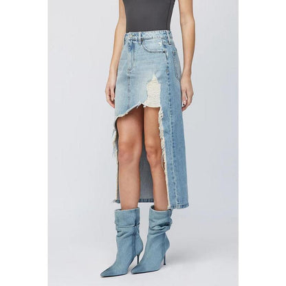 Peyton Distressed Midi Skirt