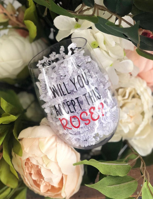 Will You Accept This Rosé? stemless wine glass