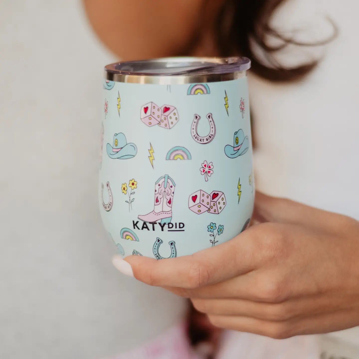 Lucky Girl Mint Western Wine Tumbler