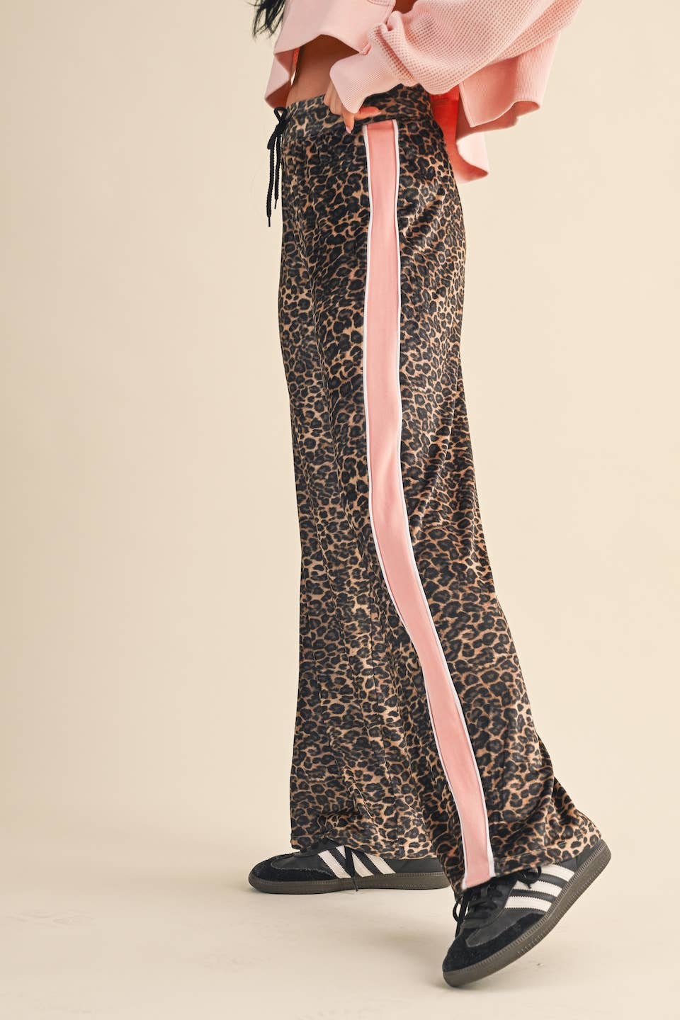 Leopard Velour Track Pants