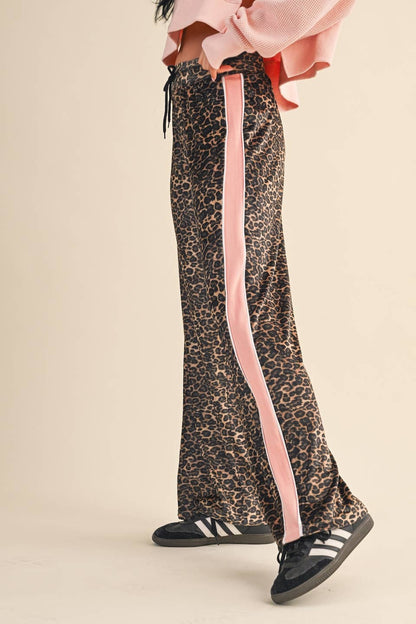 Leopard Velour Track Pants