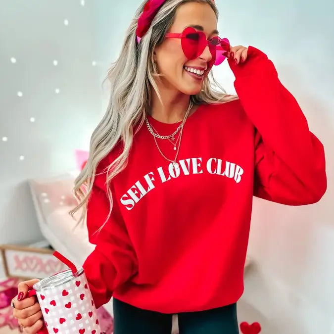 Self Love Club Red Graphic Crewneck