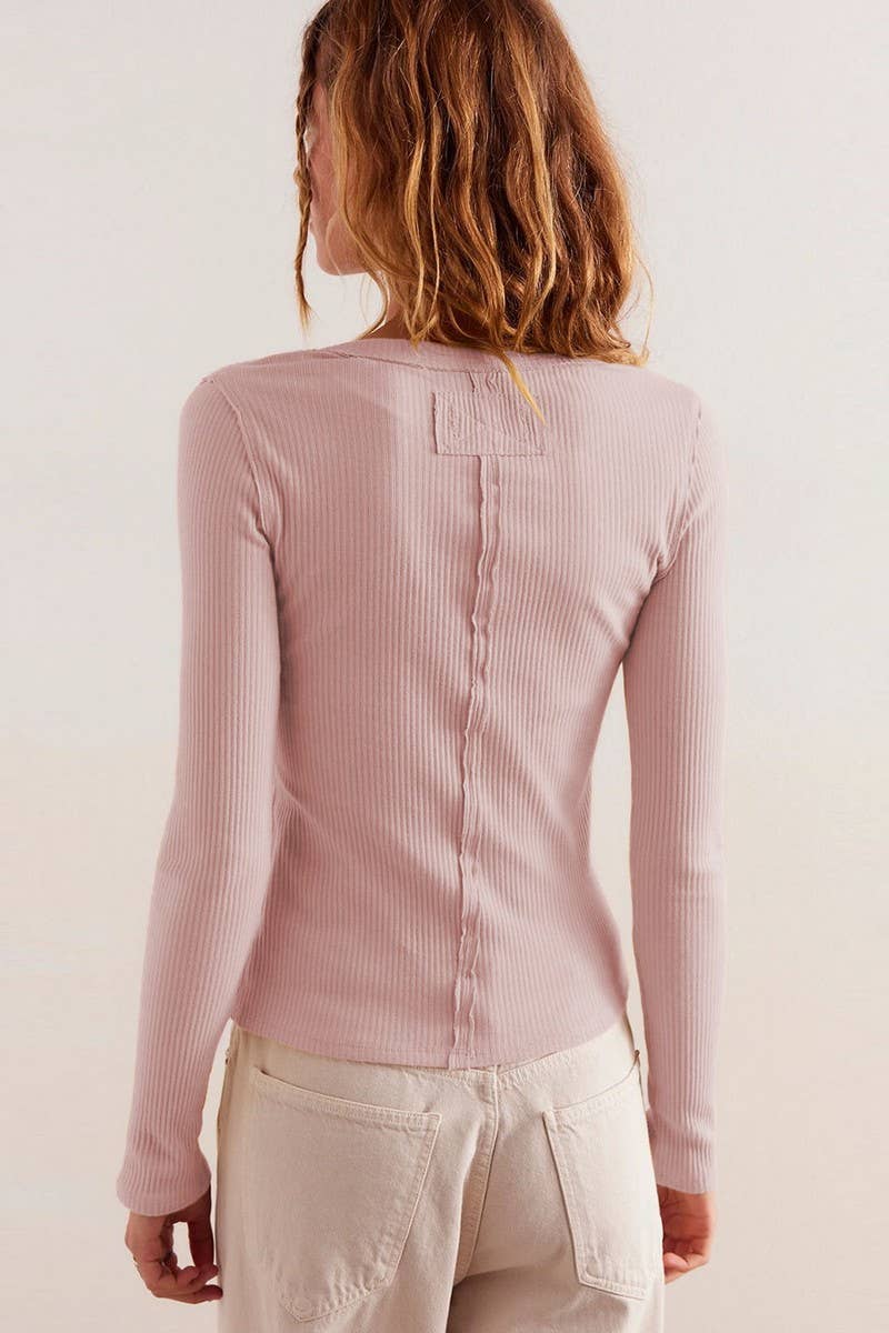 Pink Ribbed Cardigan