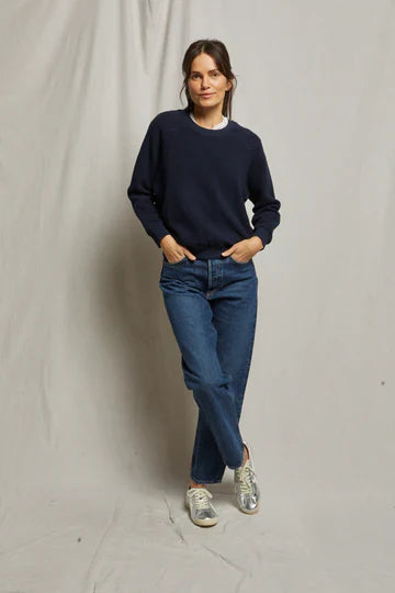 Ziggy Reverse Fleece L/S Crew Navy