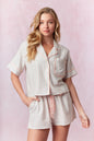 Stripe Top & Shorts Pajama Set, Pink/Blue