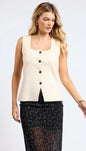 Myra Front Knit Vest Cream