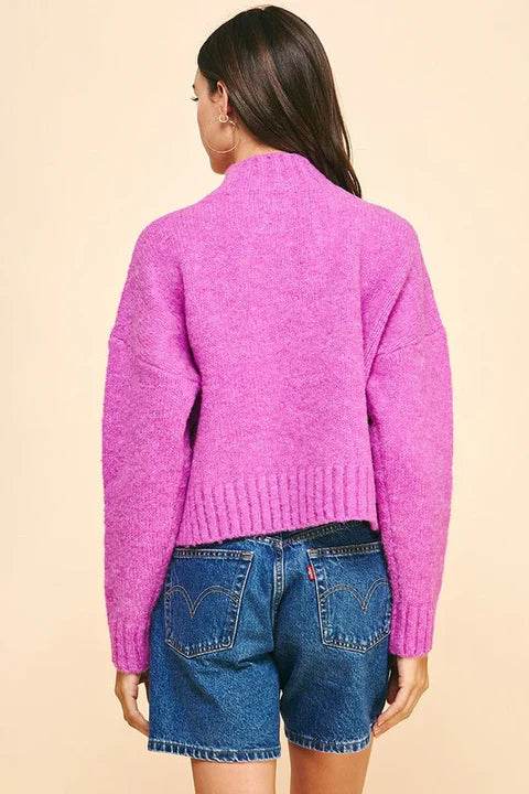 Mock Neck Sweater, Magenta