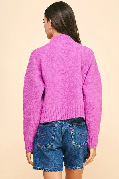 Mock Neck Sweater, Magenta