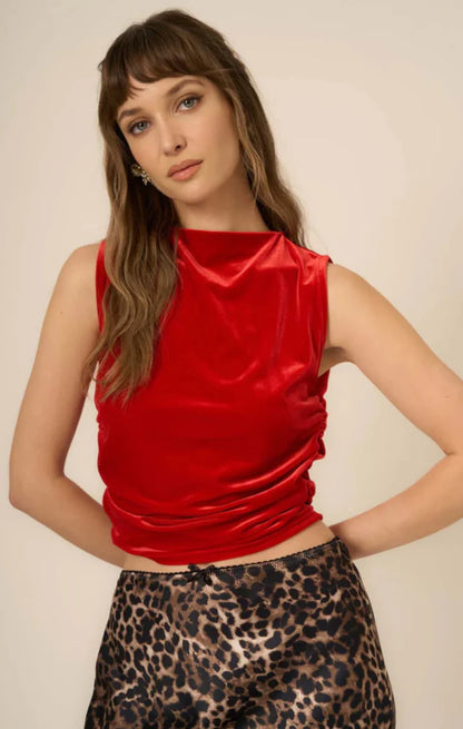 On Repeat Ruched Side Velvet Tank