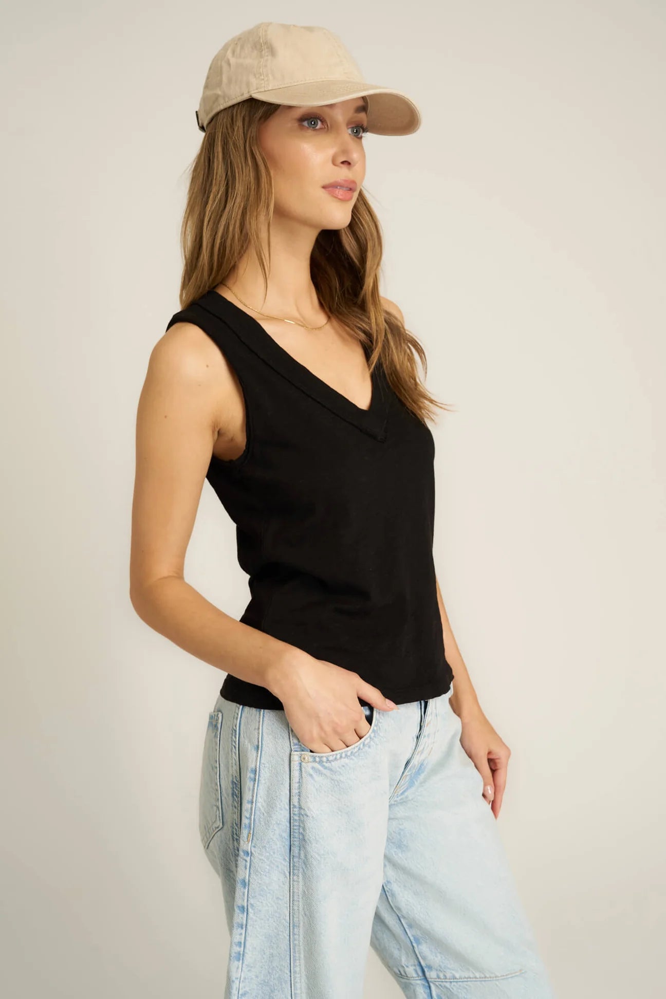 Let Me Know Slub V-Neck Tank