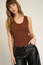 Suki Scoop Neck Rib Tank, russet brown
