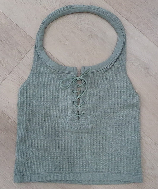 Summer sage halter lace up tank
