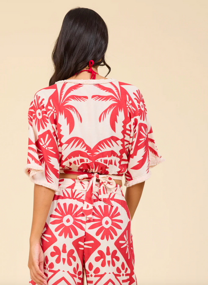 Palm Tree Tie-Front Top