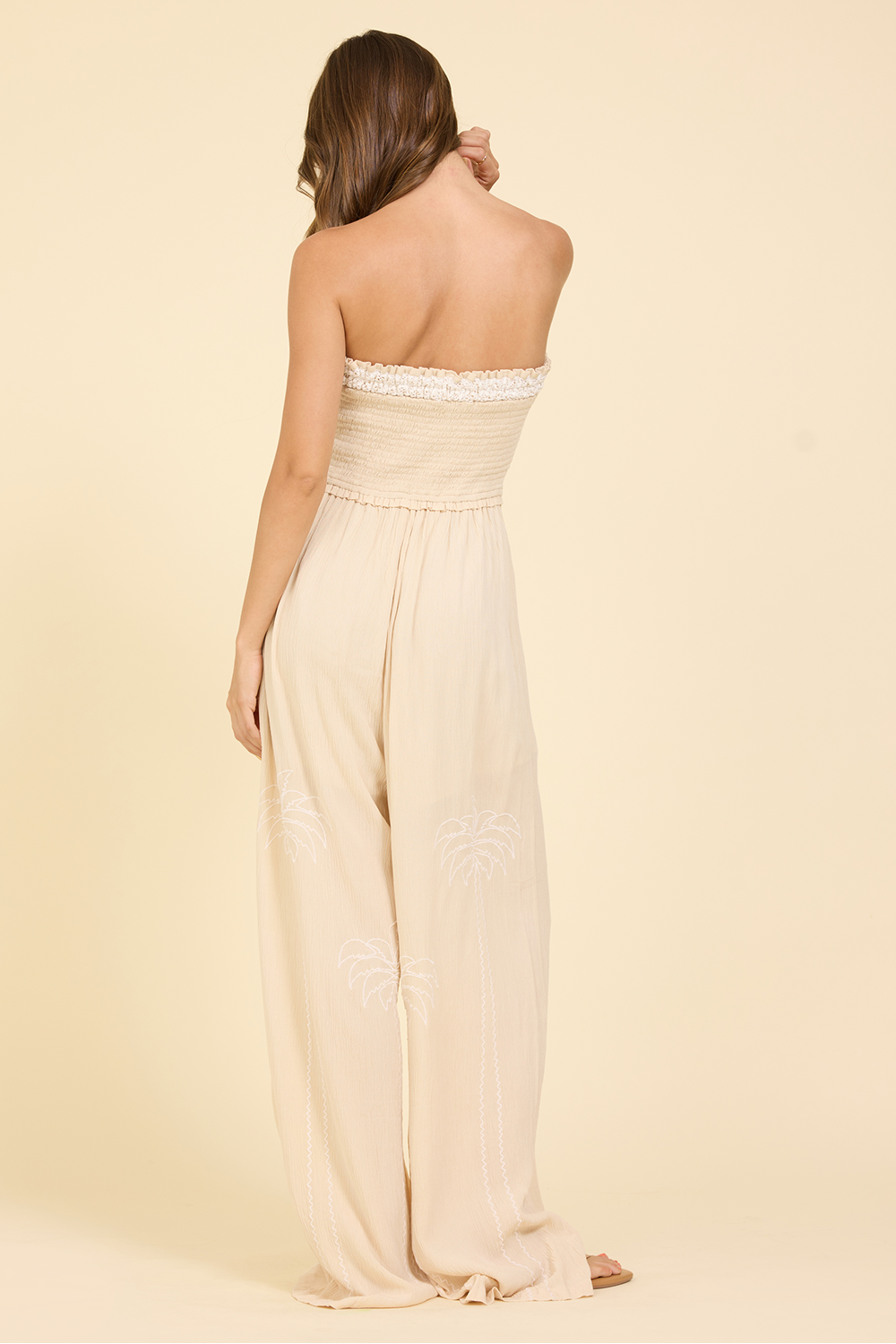 Embroidered Smocked Jumpsuit