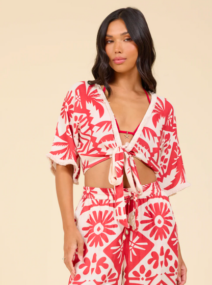 Palm Tree Tie-Front Top