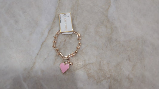 Gold Chain w/studded heart pink