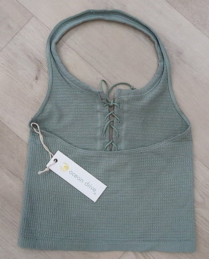 Summer sage halter lace up tank