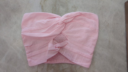 Soft Pink Cotton twist front tube top