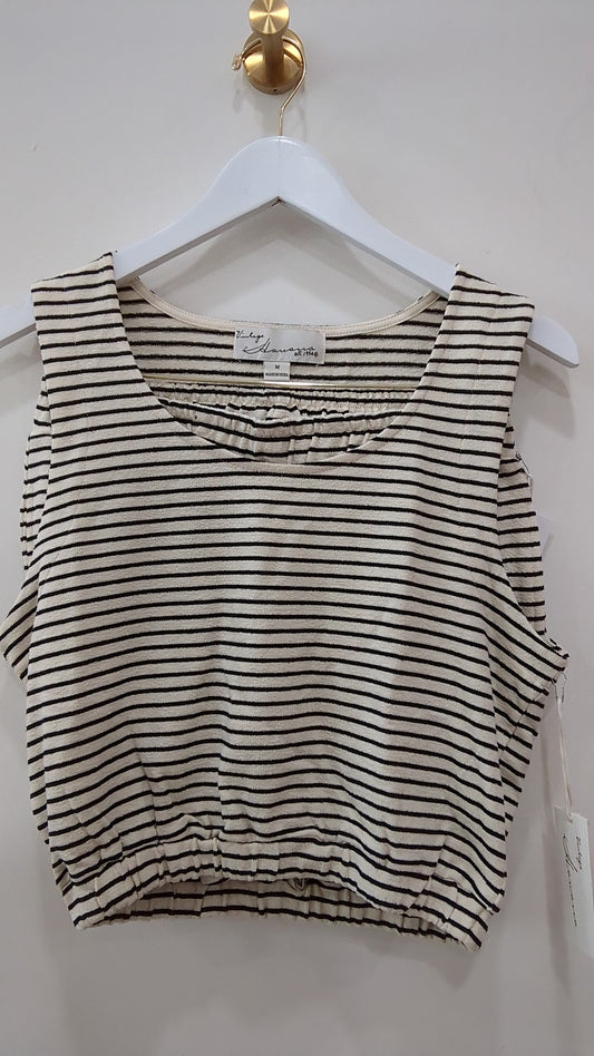 Ivory w/black striped terry cloth top