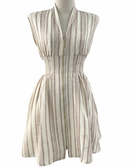 Clara Dress White/Taupe